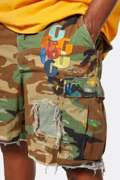G PATCH WOODLAND CAMO CARGO SHORTS
