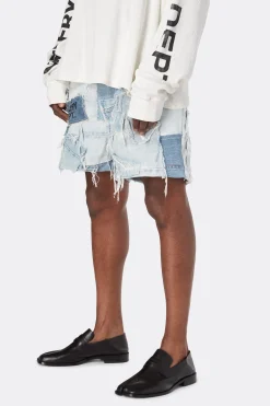PATCHWORK DENIM ZUMA SHORTS